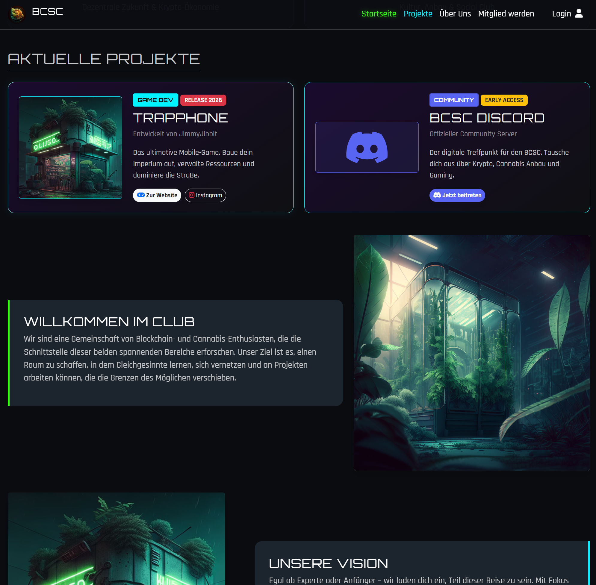 Website des Blockchain Cannabis Social Club 2